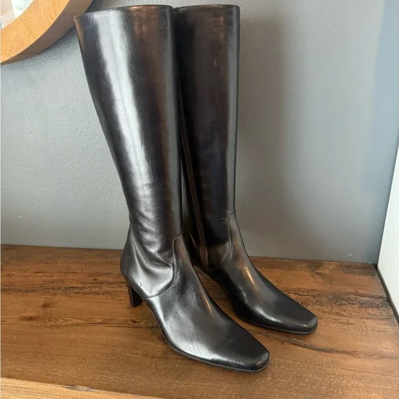 Talbots Black Leather Knee-High Boots - Picture 2 of 11